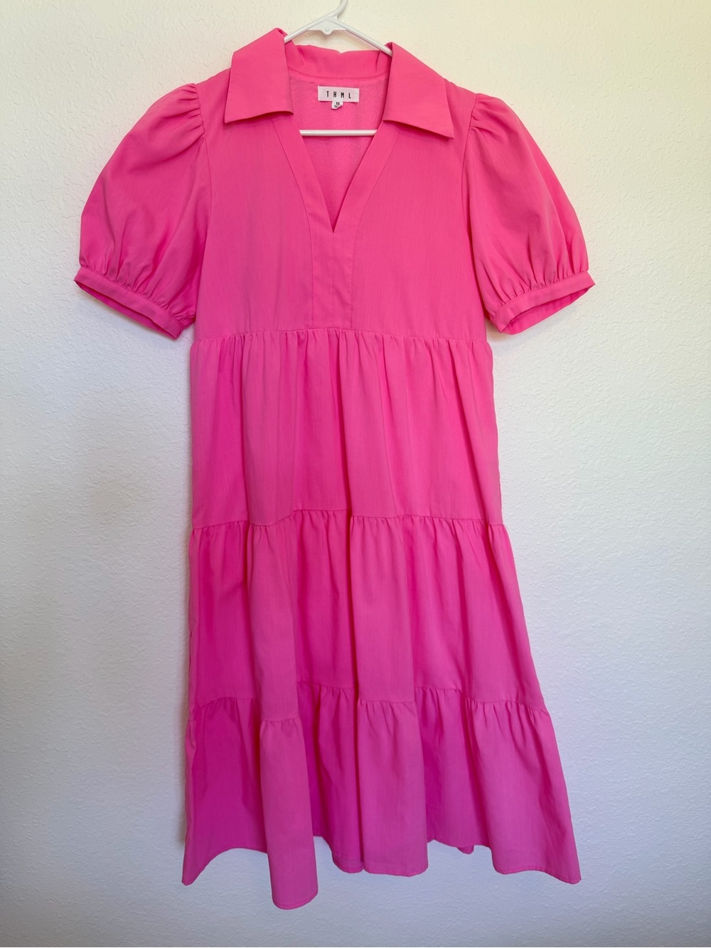 THML Tiered Puff Sleeve MIDI Dress XS